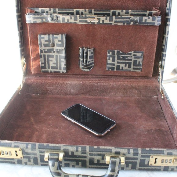 Rare Vintage Fendi FF Zucca Pattern Briefcase Bag - Picture 8 of 9